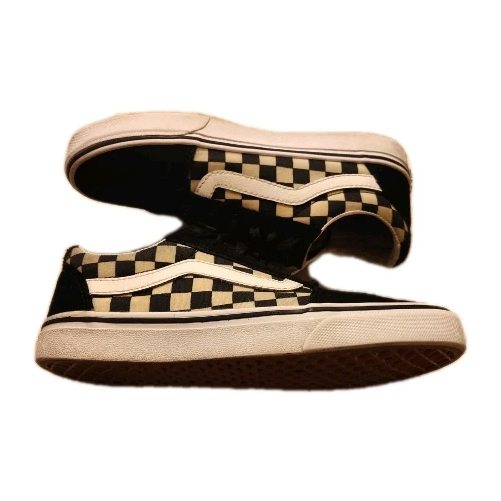 Vans Women's Off the Wall Black Cream Checkerboard Lace Up Canvas Shoes -Size 7